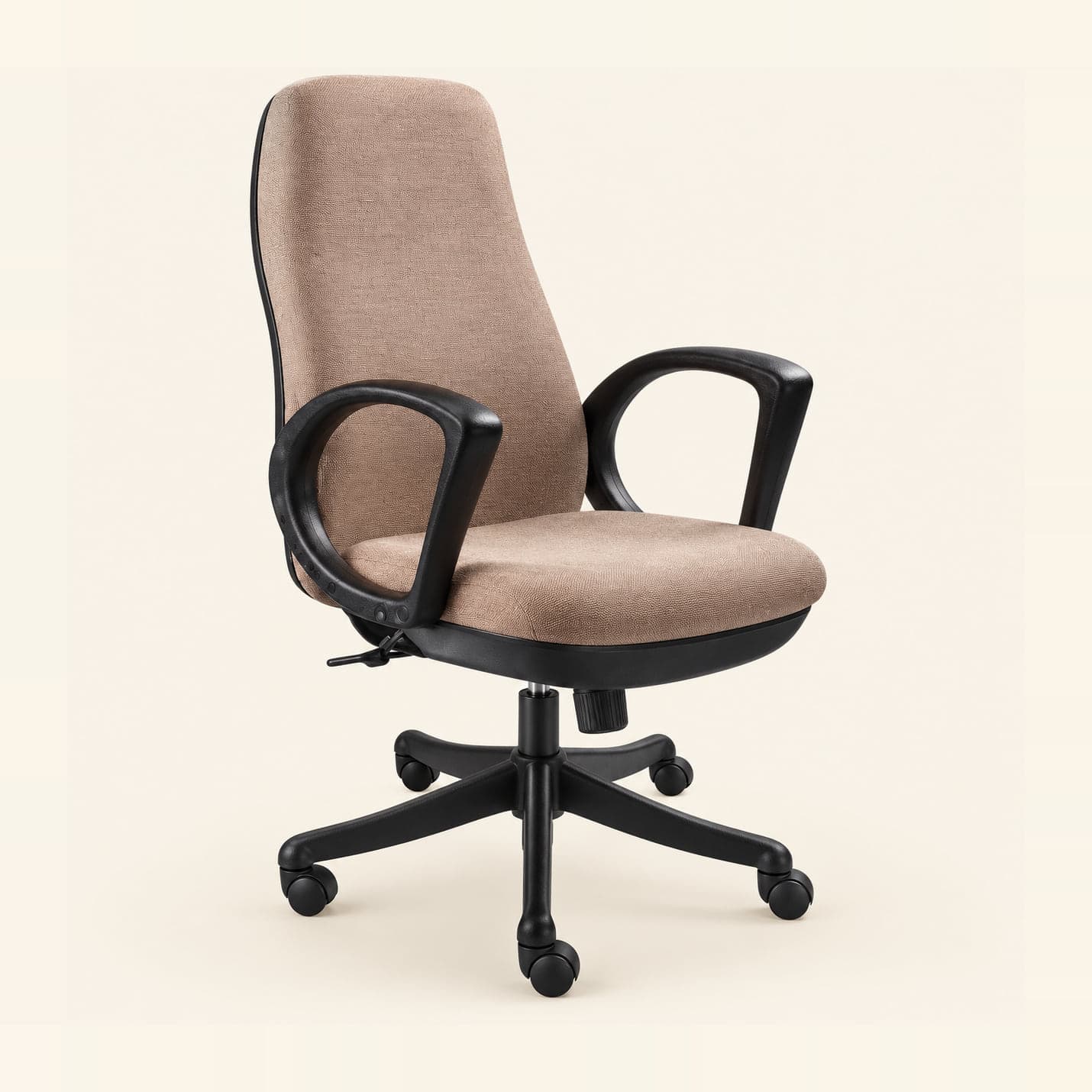 Fabric High-Back Executive Chair in beige fabric, front three-quarter view