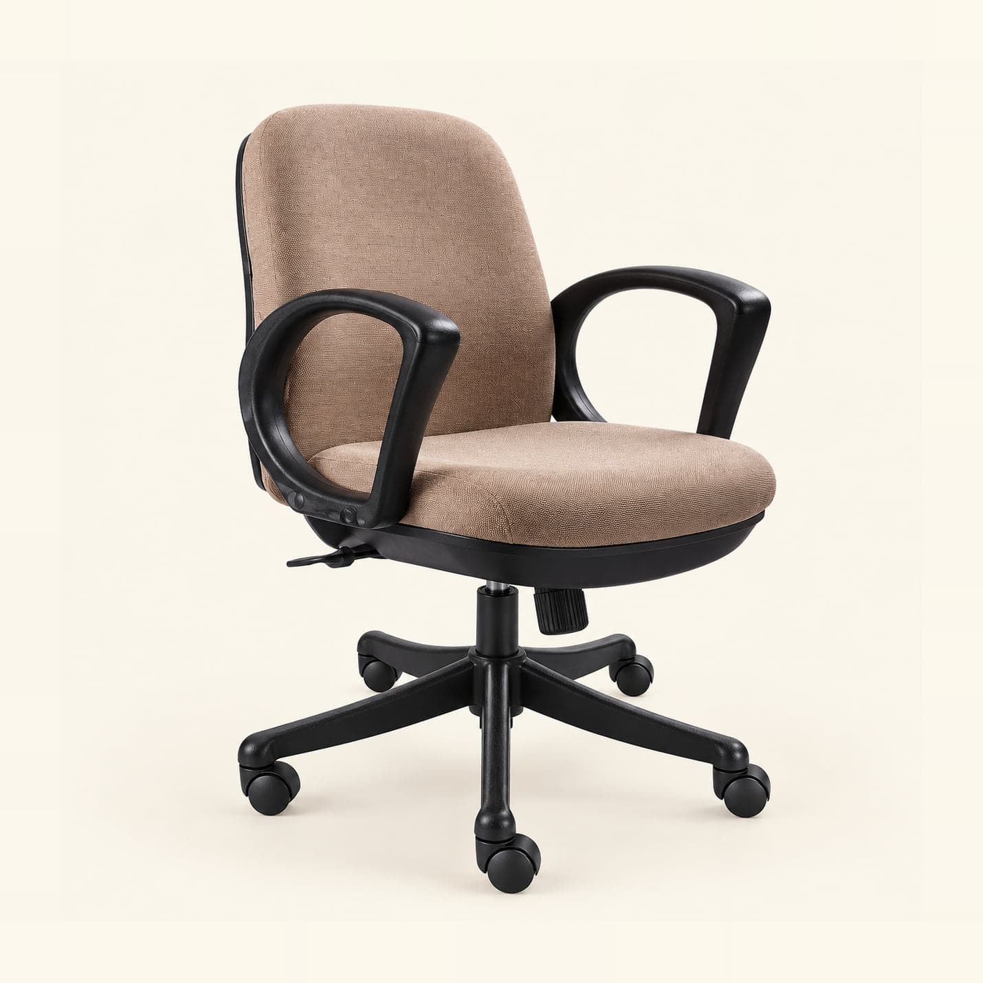 Fabric Mid-Back Executive Chair in beige fabric, front three-quarter view