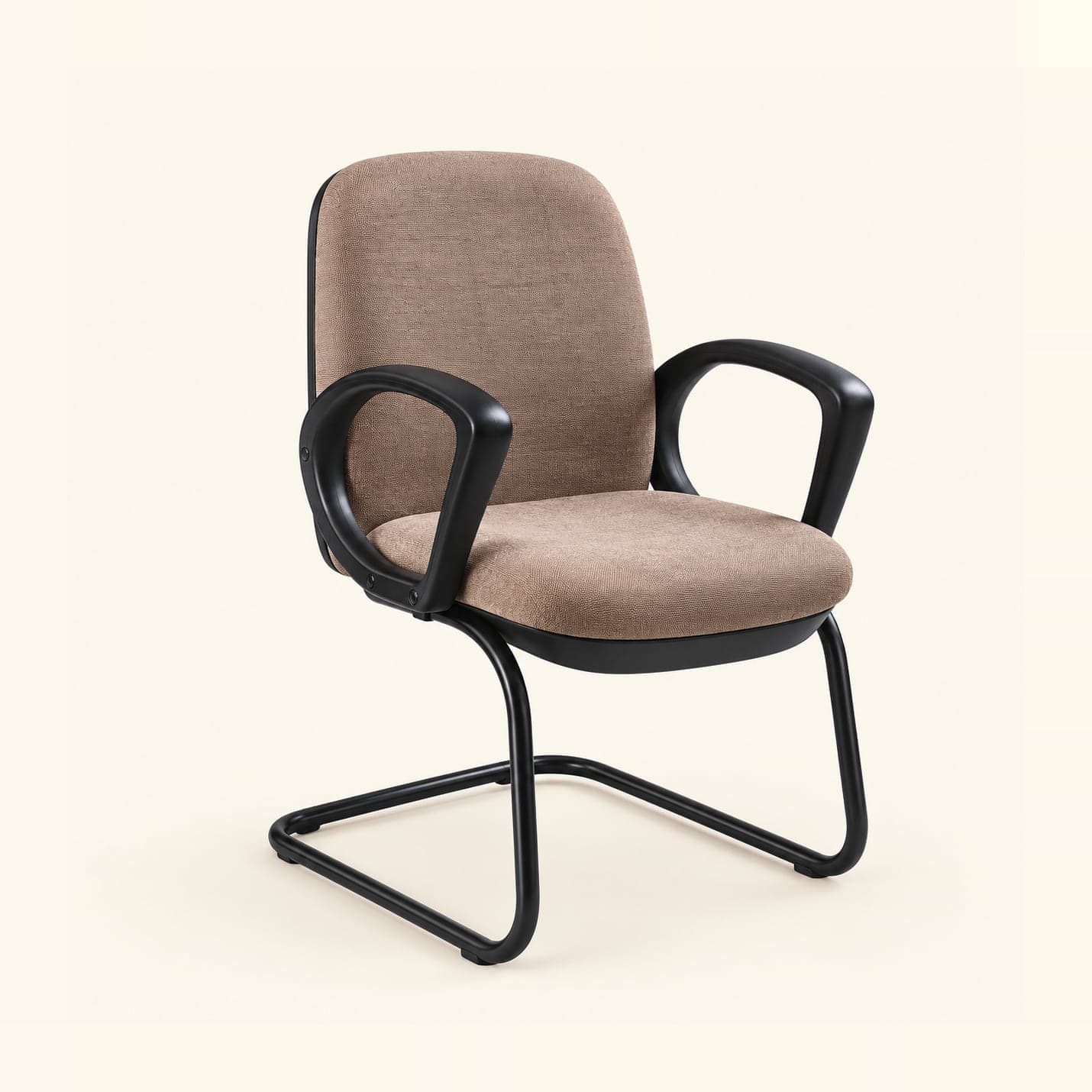 Fabric Visitor Chair in beige fabric, front three-quarter view