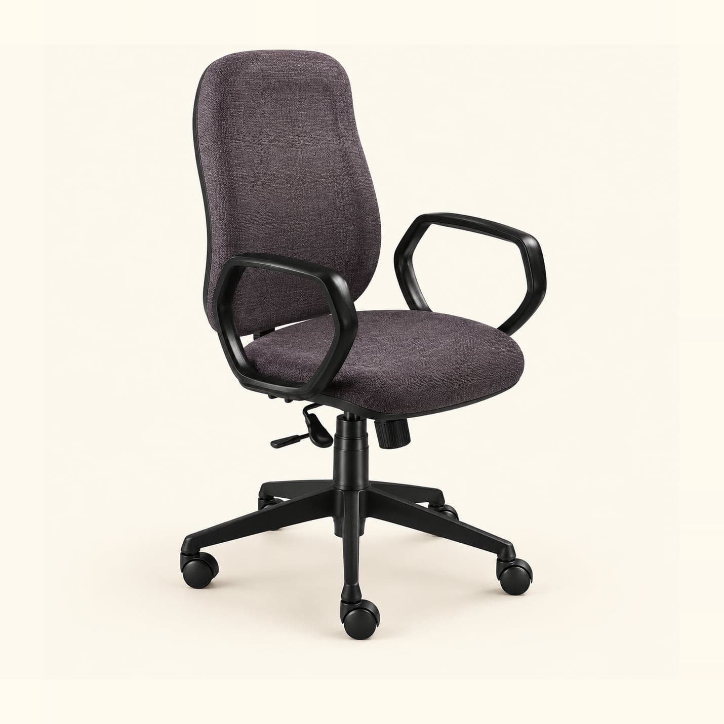 Contoured High-Back Executive Chair in dark grey fabric, front three-quarter view