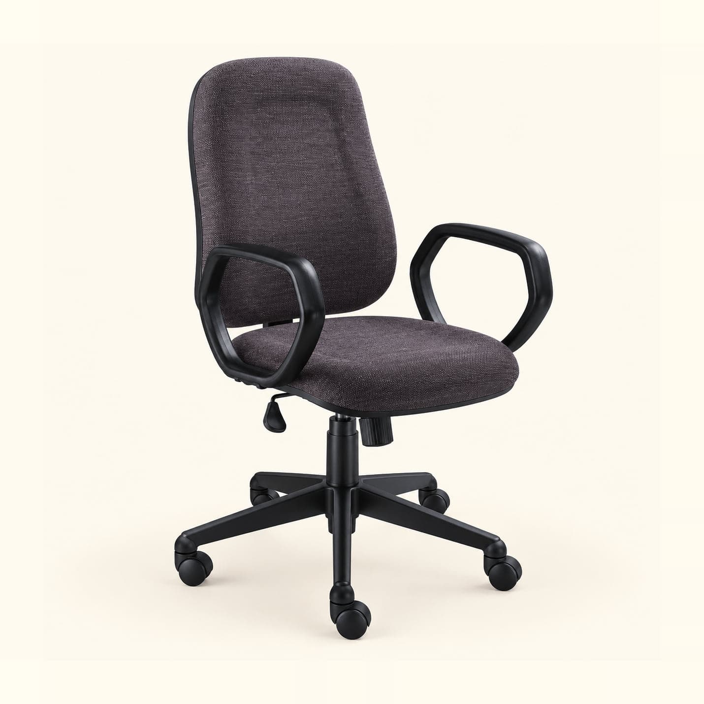 Contoured Mid-Back Executive Chair in dark grey fabric, front three-quarter view