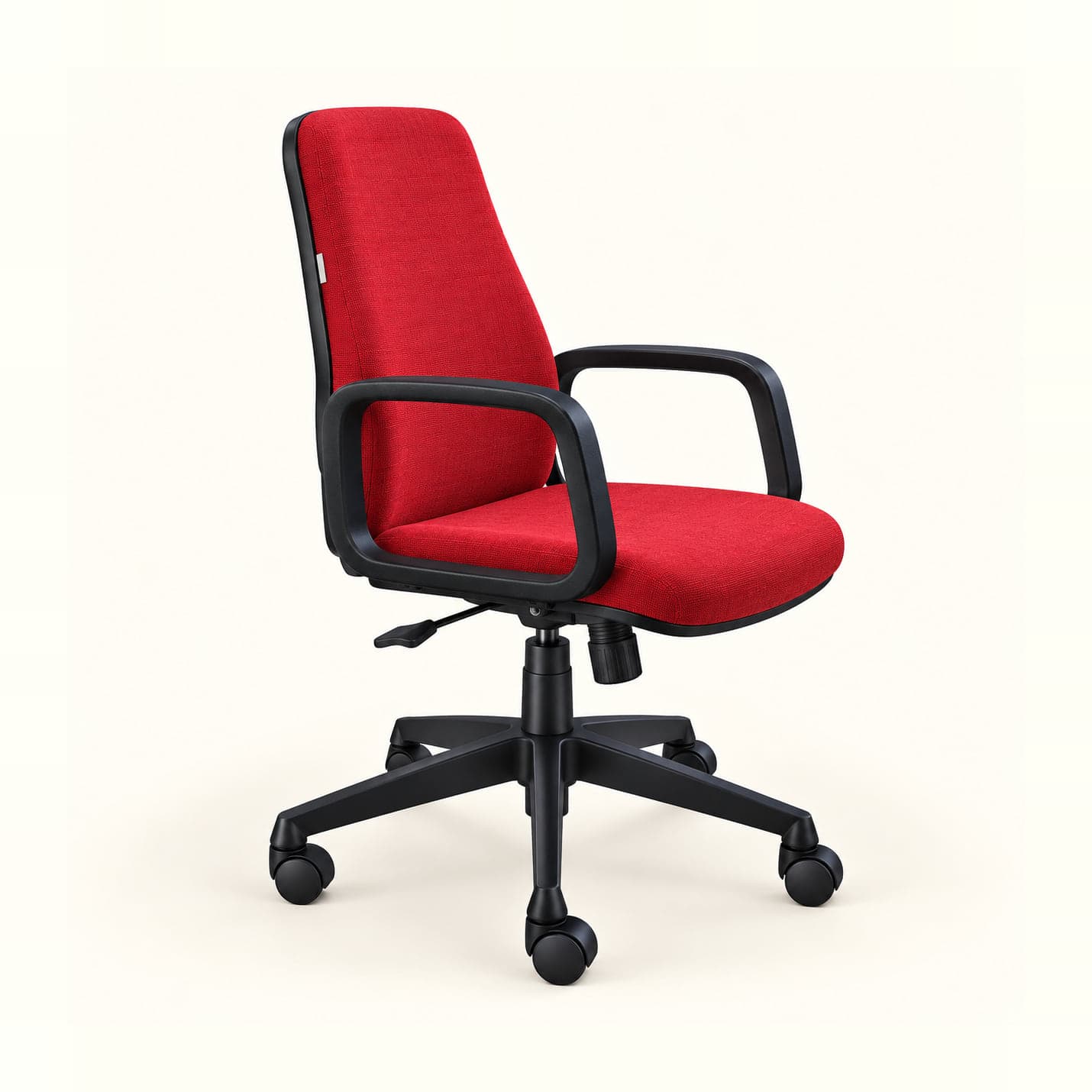 Tapered Mid-Back Executive Chair in red fabric, front three-quarter view
