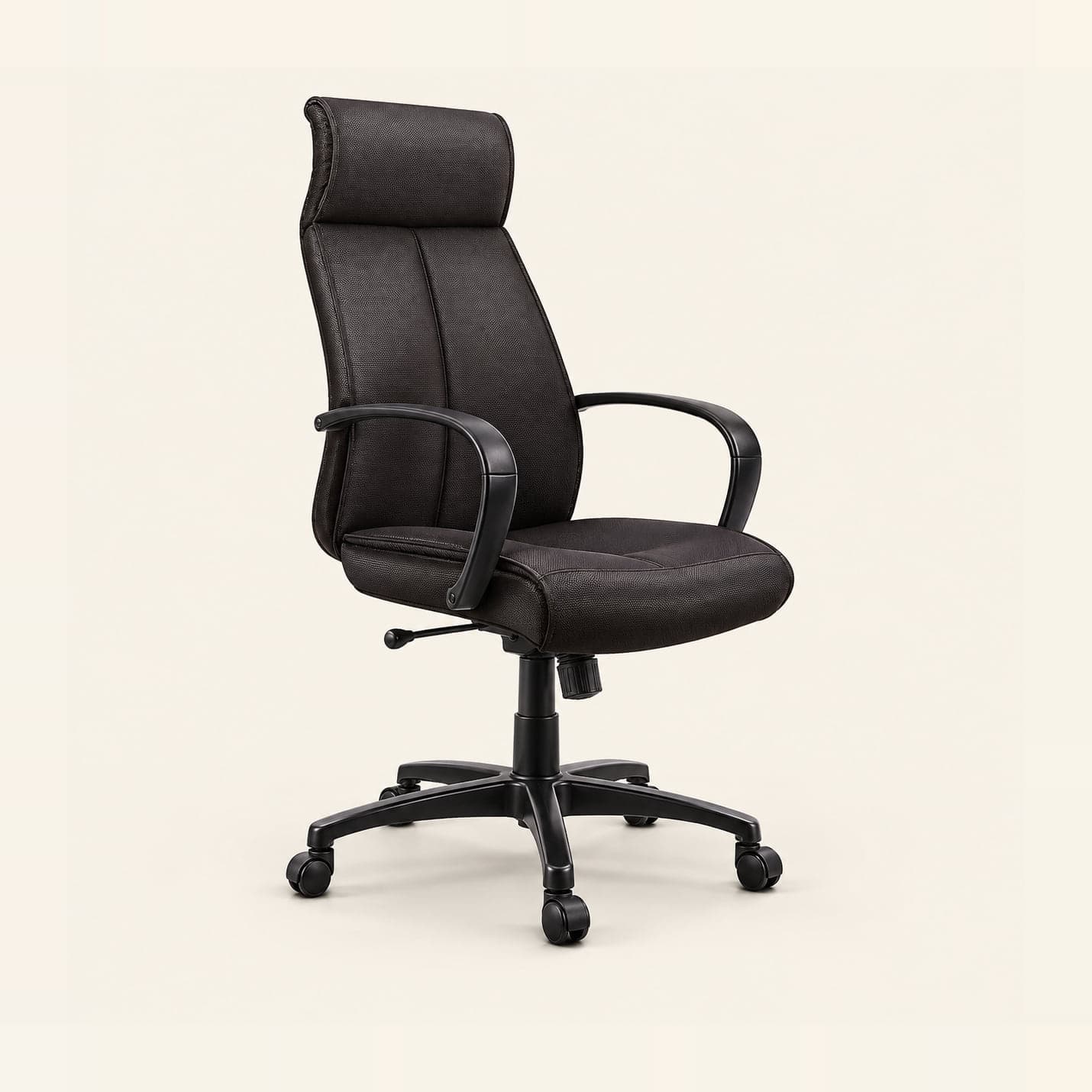 High-Back Manager Chair in dark brown fabric, front three-quarter view
