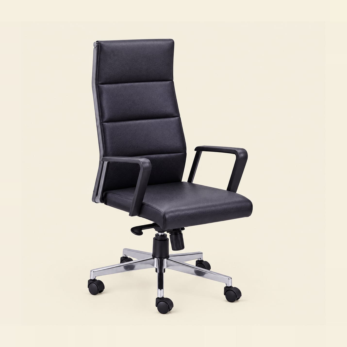 Panelled High-Back Manager Chair in black, front three-quarter view