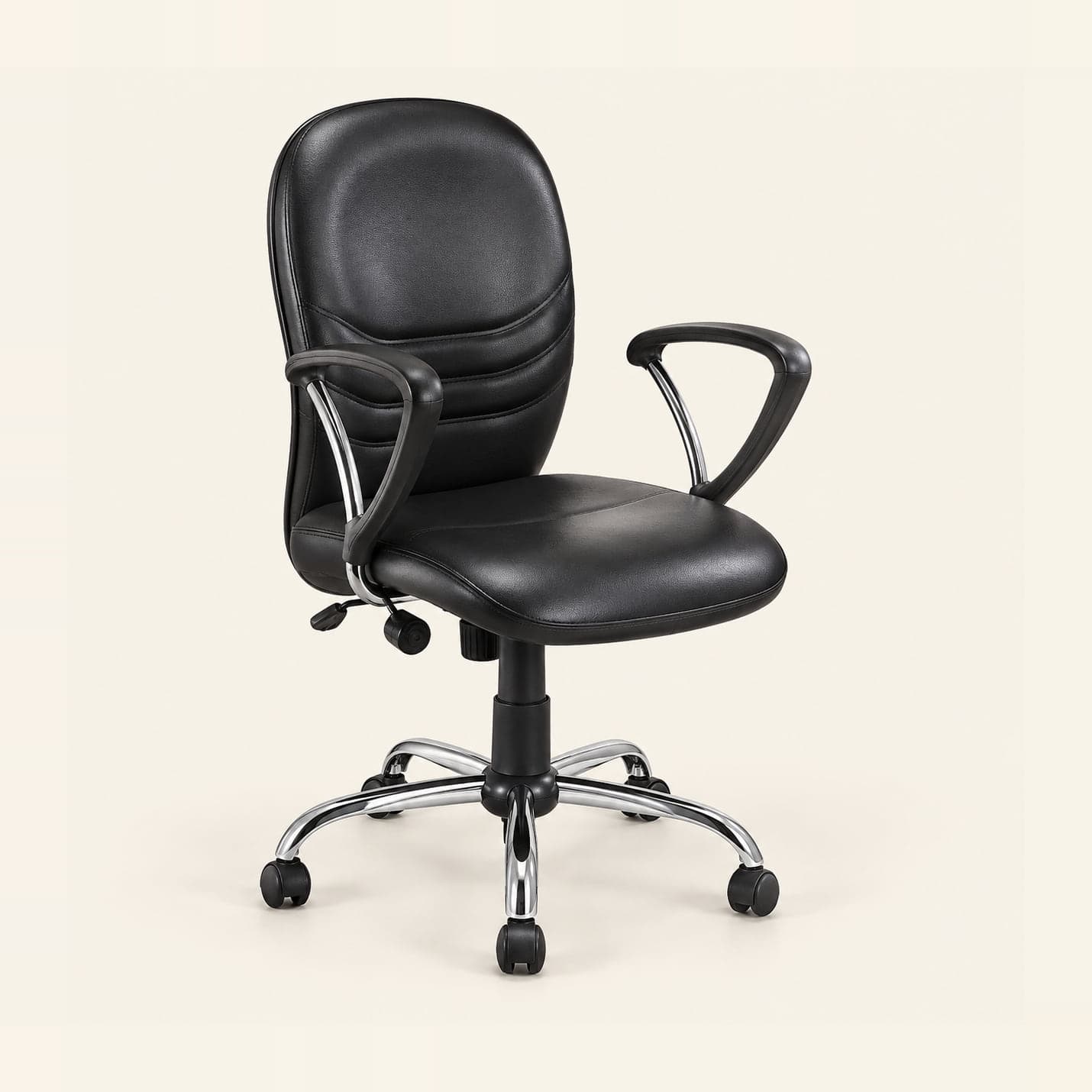 Curved-Back Manager Chair in black, front three-quarter view