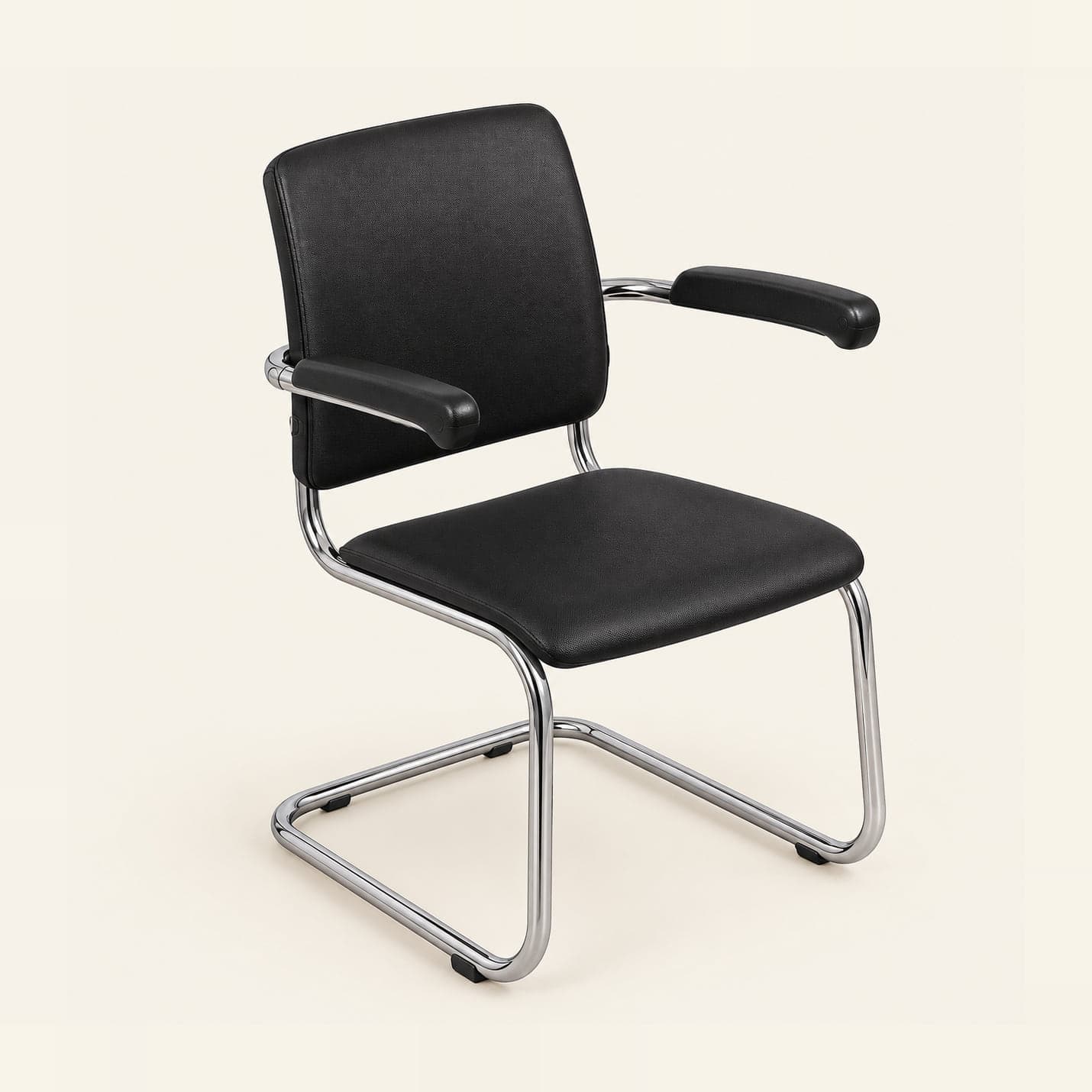Square-Back Visitor Chair in black, front three-quarter view