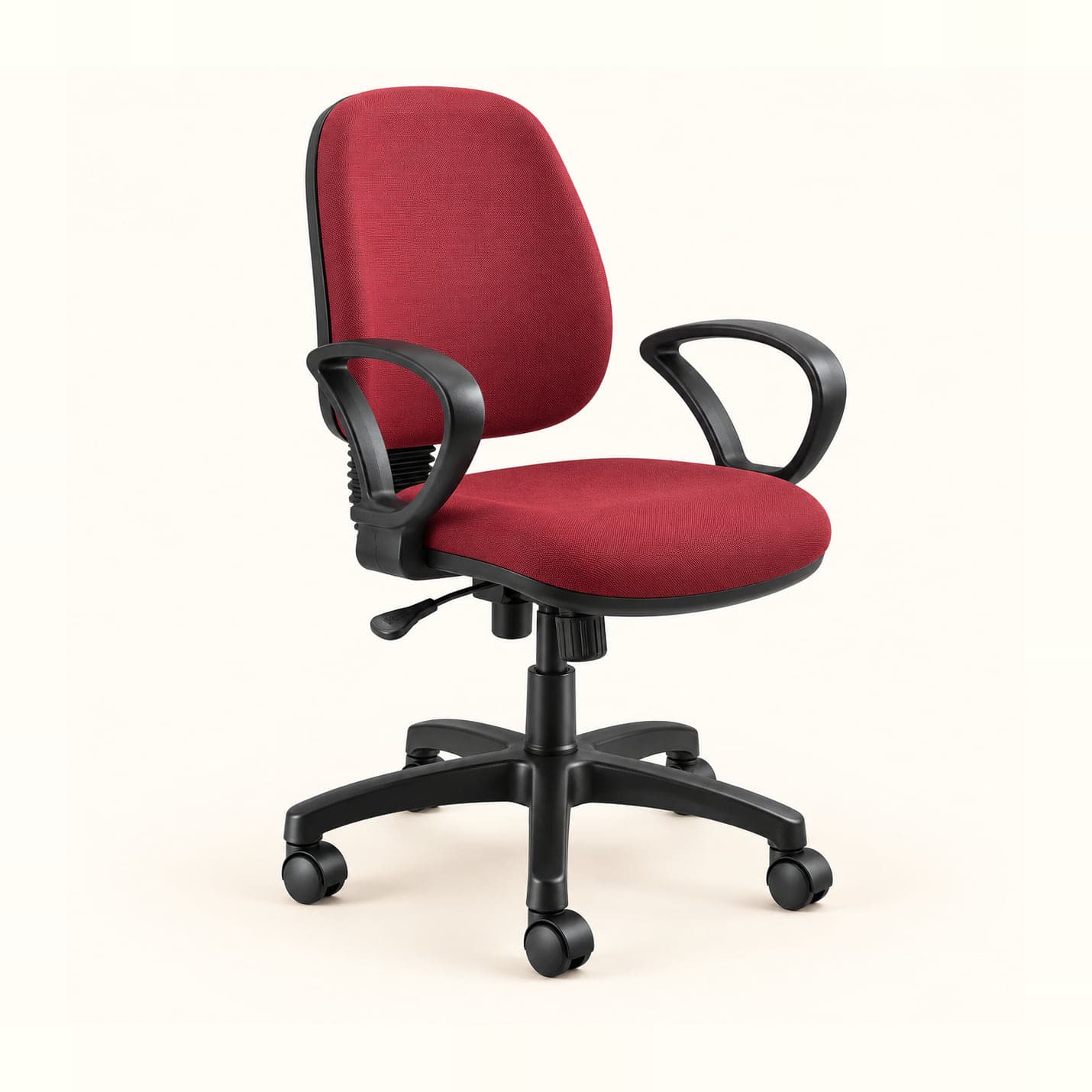 Workstation Chair in maroon fabric, front three-quarter view