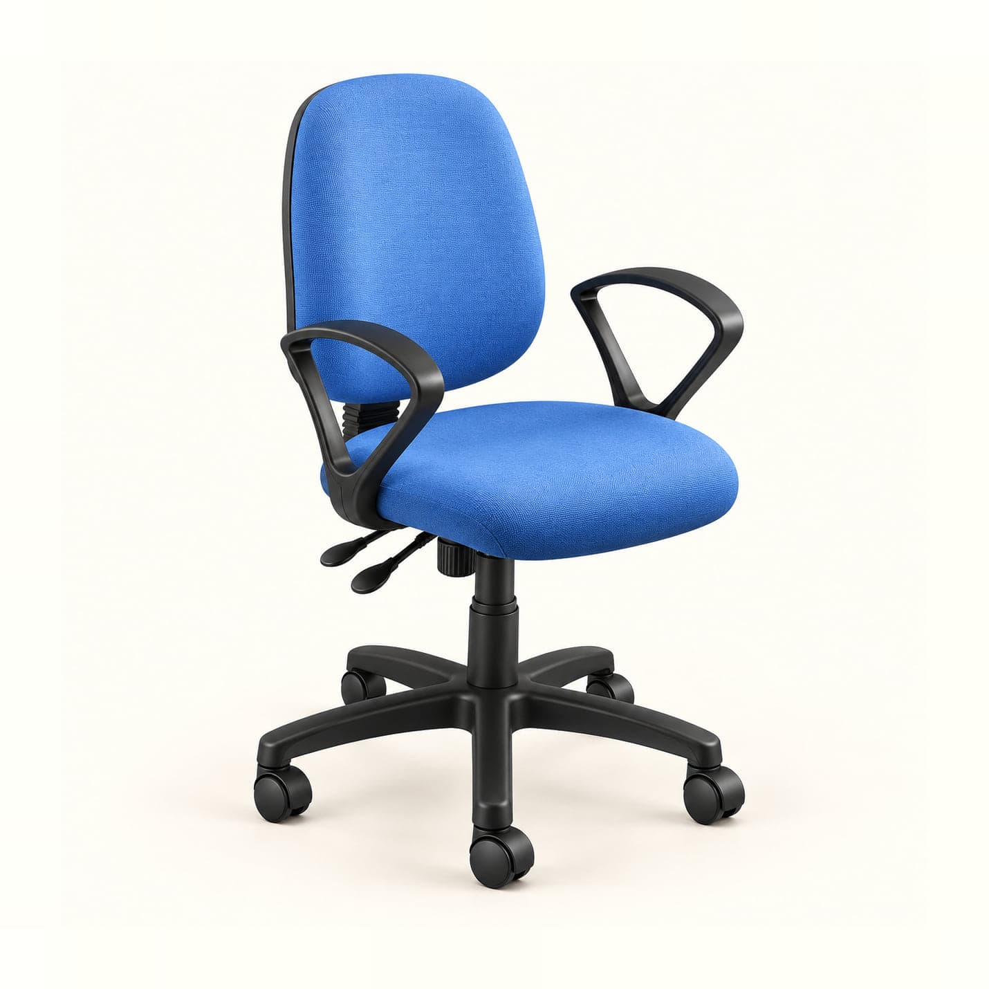 Workstation Chair in blue fabric, front three-quarter view